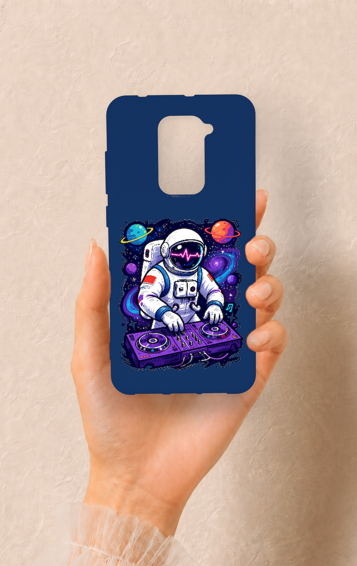 Redmi Note 9 Uyumlu Astronot DJ Desenli Silikon Kılıf