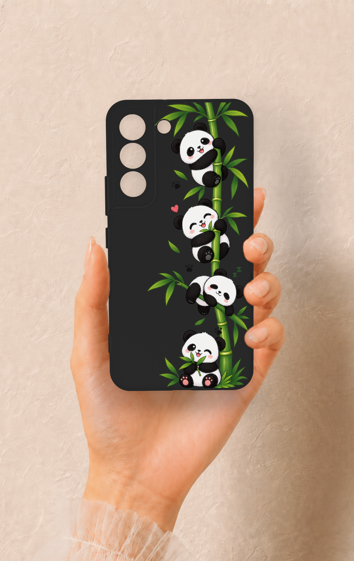Samsung S22 Uyumlu Sevimli Panda Bambu Desenli Silikon Kılıf