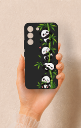 Samsung S22 Uyumlu Sevimli Panda Bambu Desenli Silikon Kılıf