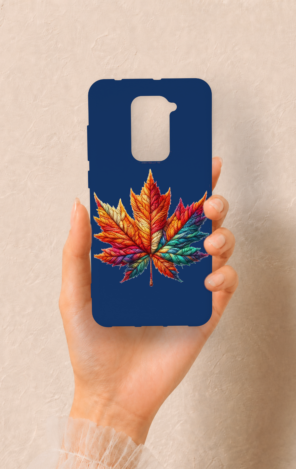 Redmi Note 9 Uyumlu Renkli Yaprak Desenli Silikon Kılıf