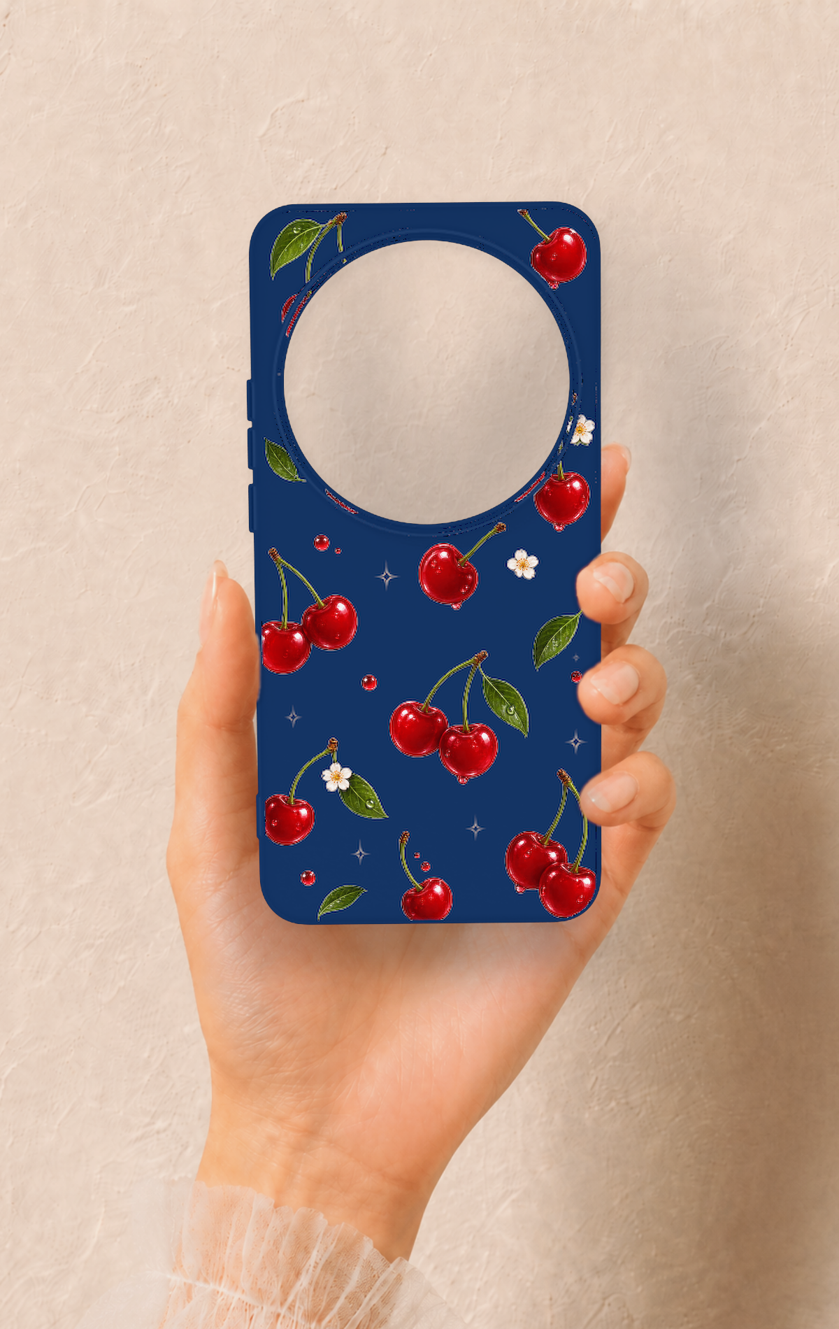 Xiaomi Mi 15 Ultra Uyumlu Kiraz Papatya Desenli Silikon Kılıf