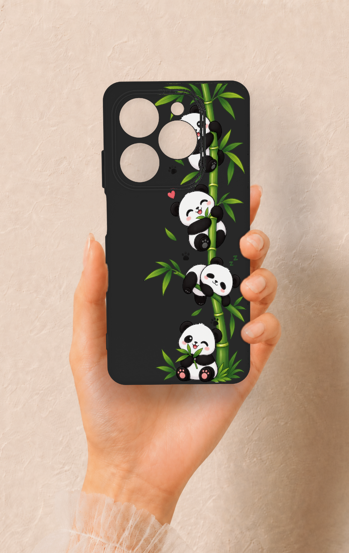 Tecno Spark 20C Uyumlu Sevimli Panda Bambu Desenli Silikon Kılıf