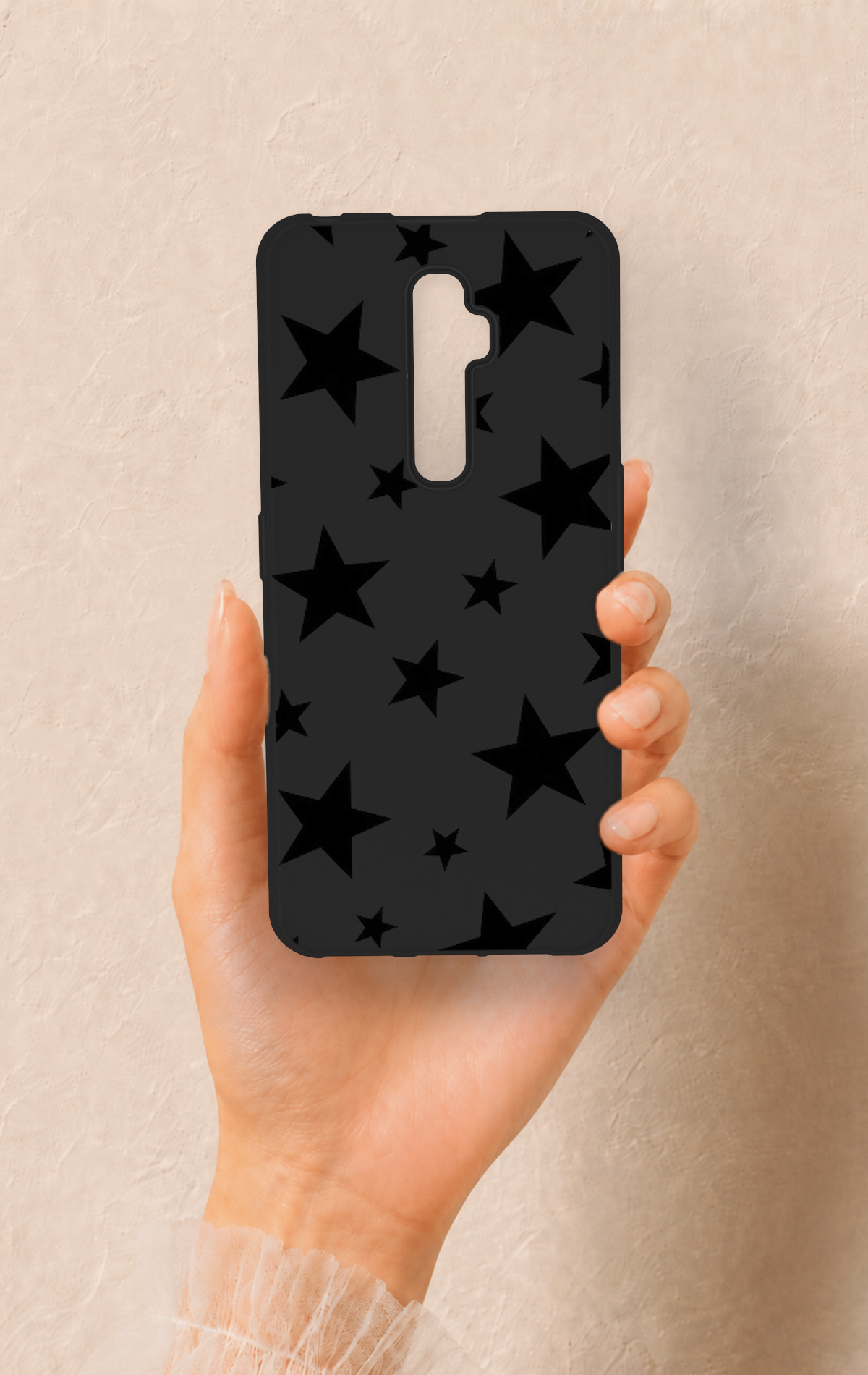 Oppo Reno 2Z Uyumlu Siyah Star Desenli Silikon Kılıf