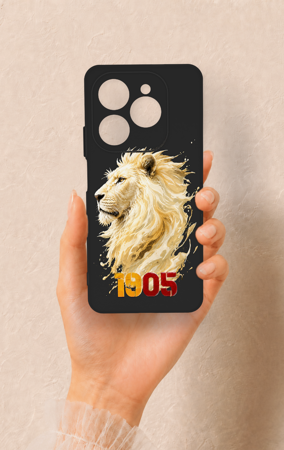 Tecno Spark 20 Pro Uyumlu Sarı Kırmızı 1905 Aslan Desenli Silikon Kılıf