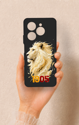 Tecno Spark 20 Pro Uyumlu Sarı Kırmızı 1905 Aslan Desenli Silikon Kılıf