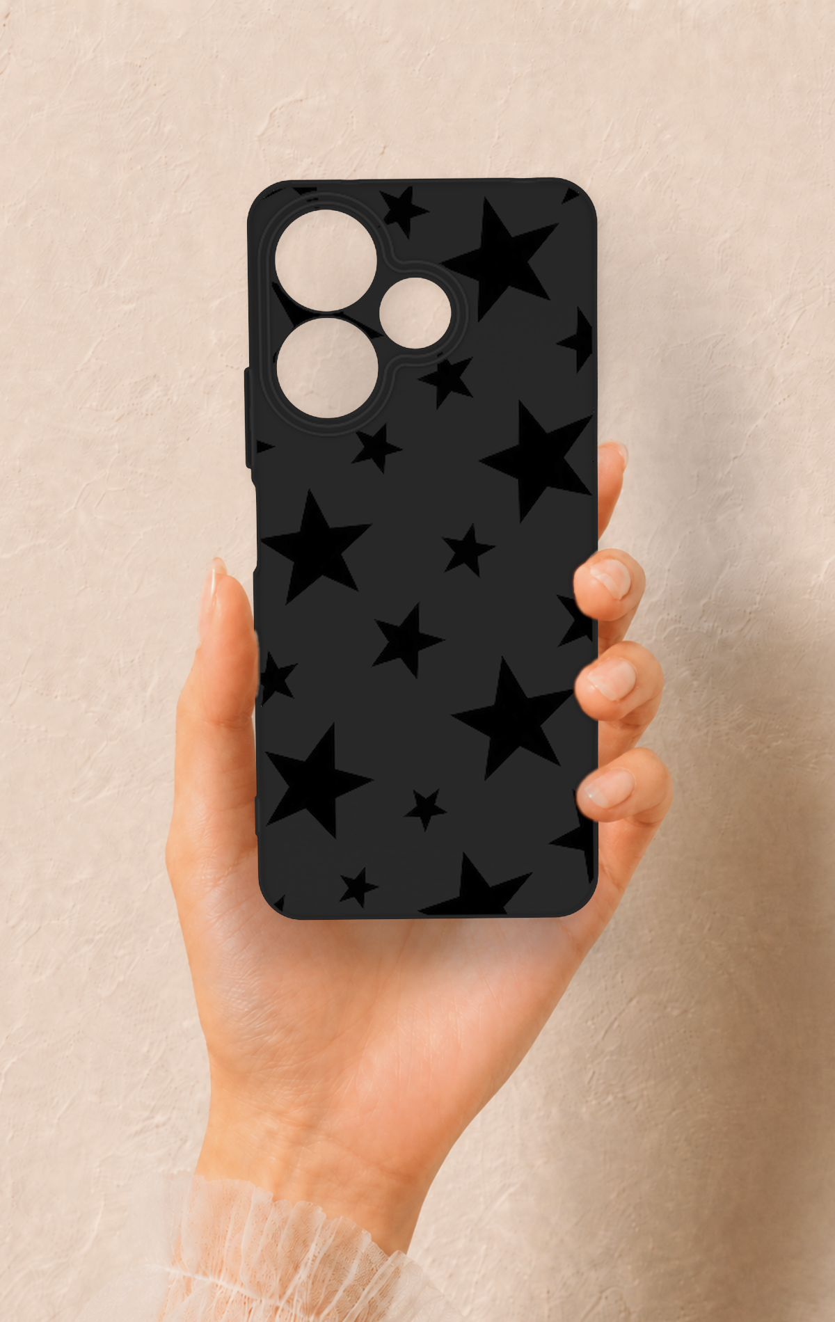 Redmi 13 4G Uyumlu Siyah Star Desenli Silikon Kılıf