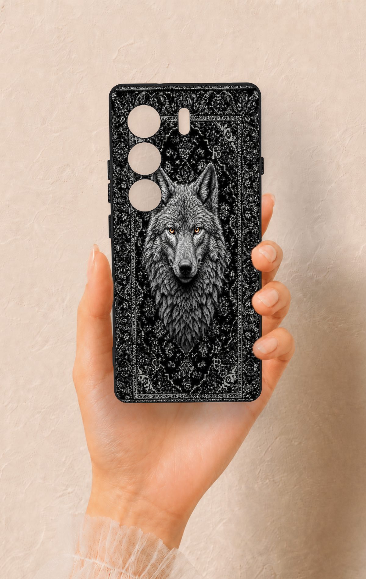 Tecno Camon 40 4G Uyumlu Etnik Kurt Desenli Silikon Kılıf