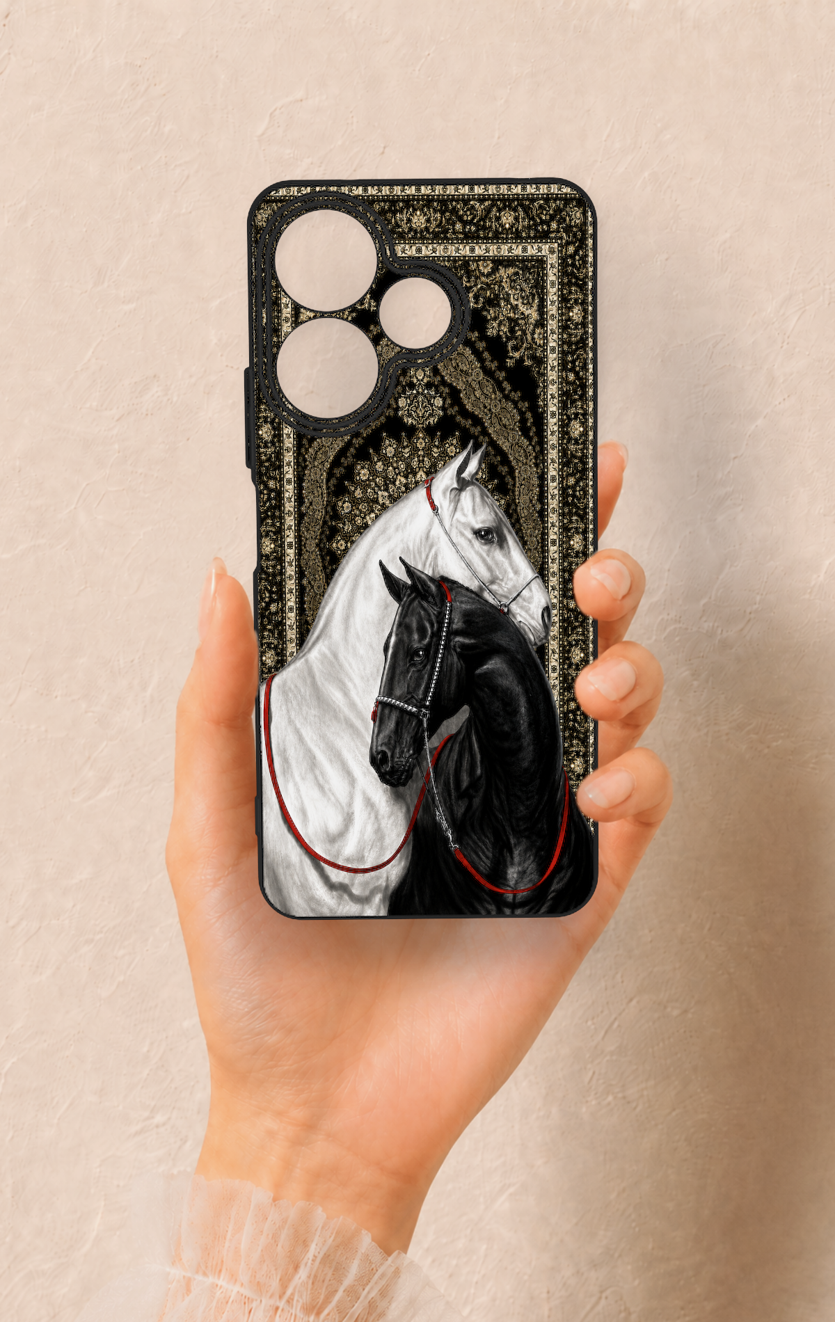 Redmi 13 4G Uyumlu Asil Sevgili Atlar Desenli Silikon Kılıf