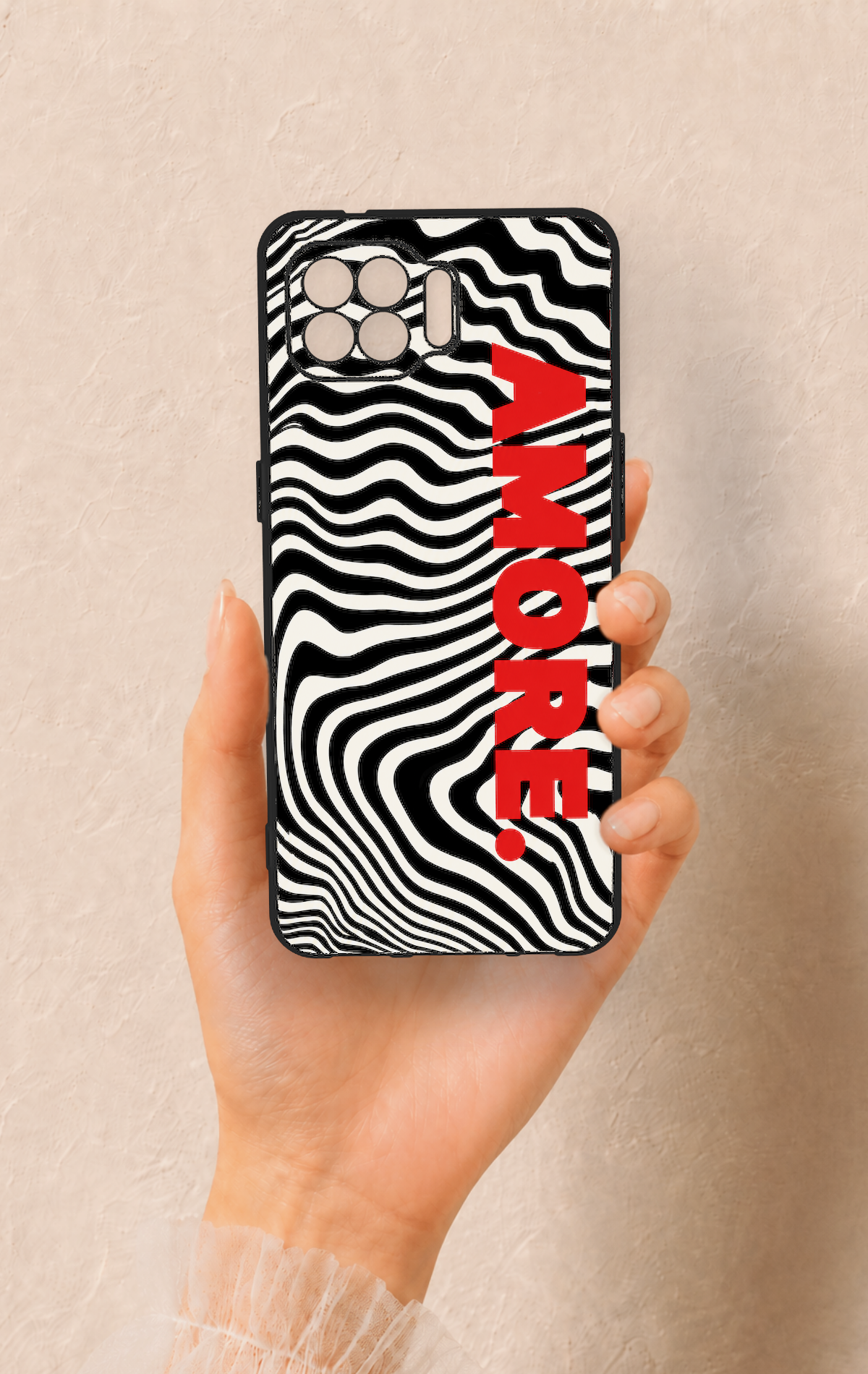 Oppo Reno 4 Lite Uyumlu Zebra Amore Desenli Silikon Kılıf