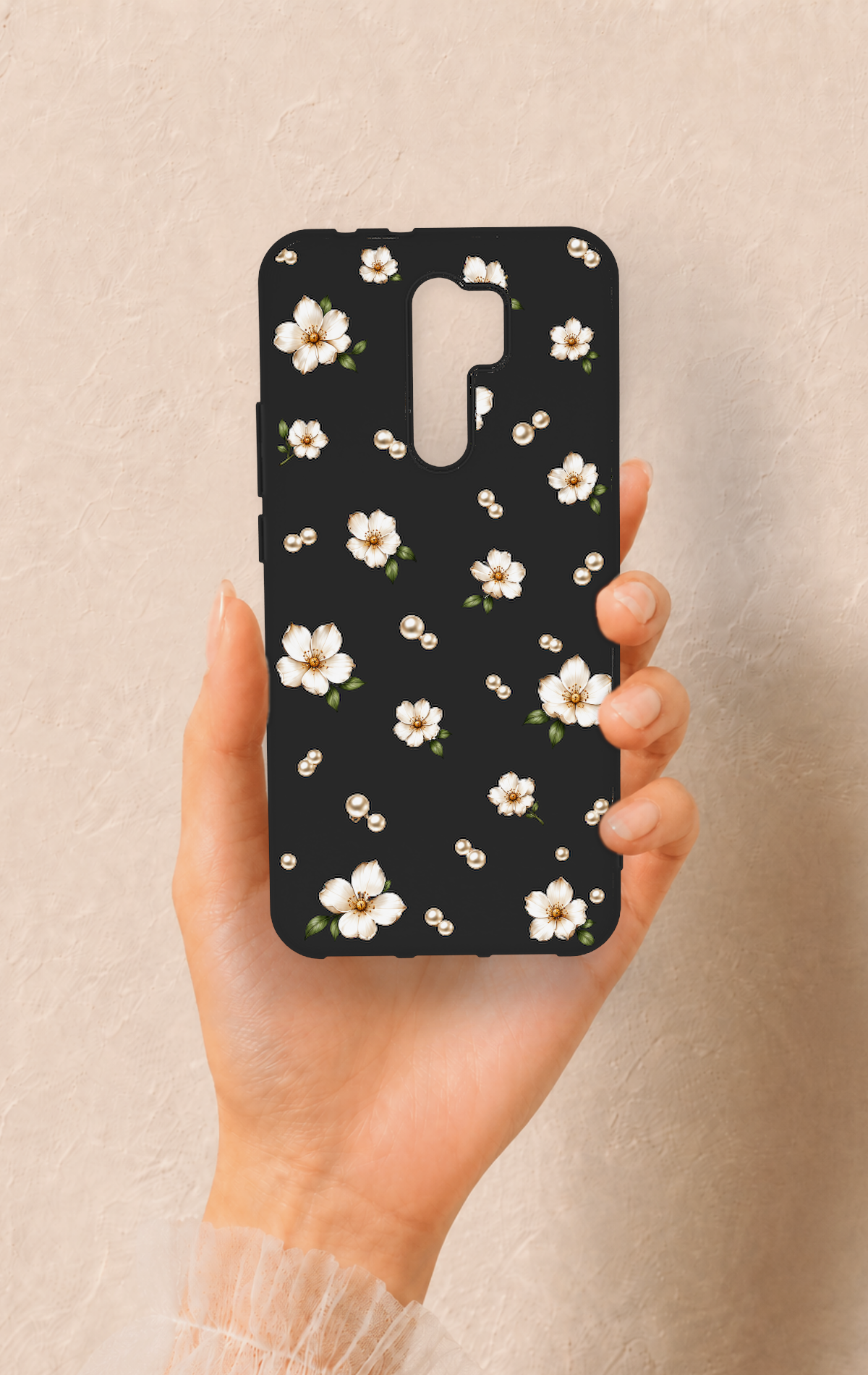 Redmi 9 Uyumlu İnci Papatya Desenli Silikon Kılıf
