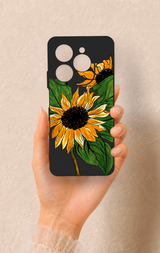 Tecno Spark 20 Pro Uyumlu Ay Çiçeği Desenli Silikon Kılıf