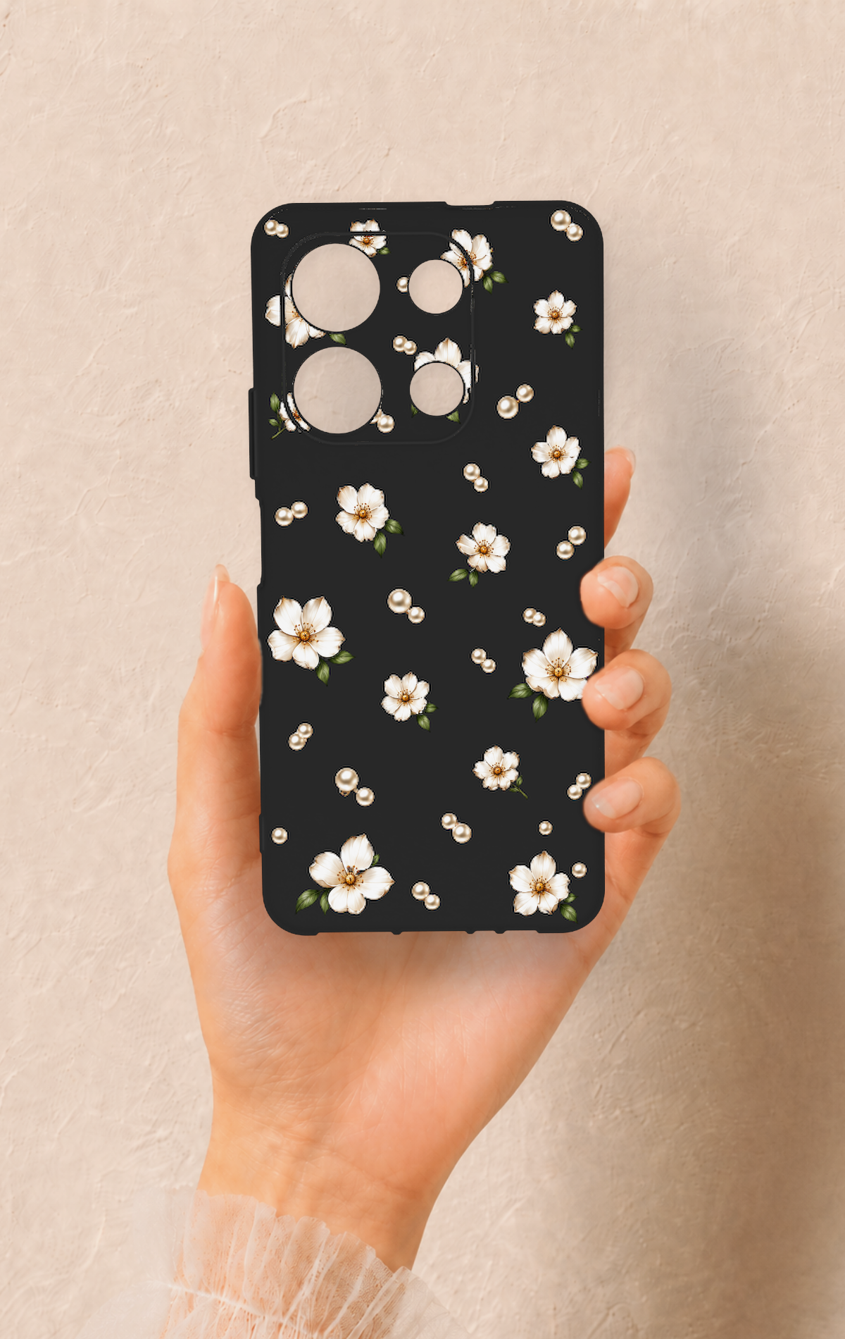 İnfinix Note 30 Uyumlu İnci Papatya Desenli Silikon Kılıf