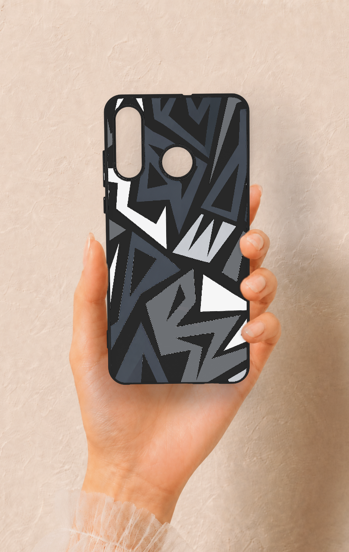 Huawei P30 Lite Uyumlu Geometrik Blok Desenli Silikon Kılıf
