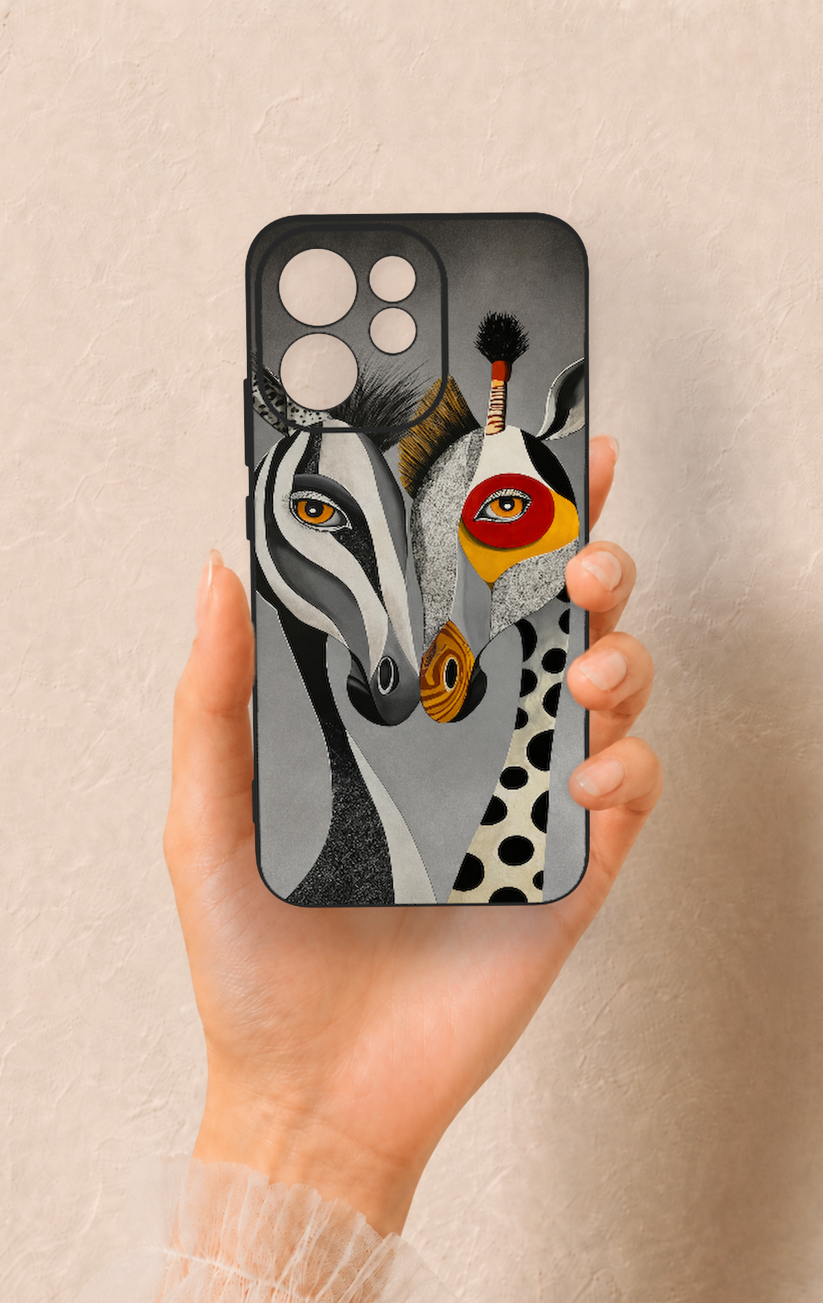 Oppo Reno 15F Uyumlu Zebra ve Zürafa Desenli Silikon Kılıf