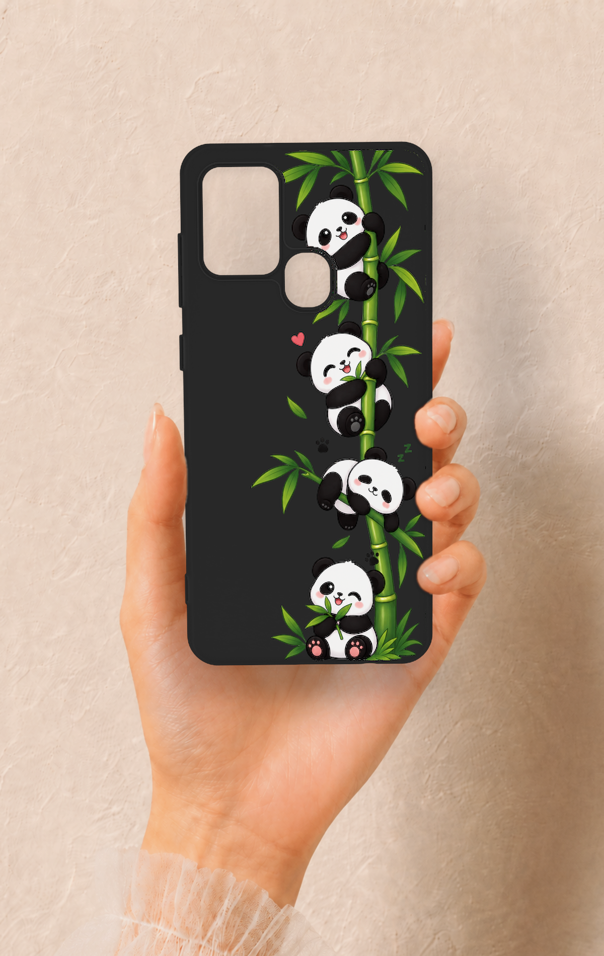 Samsung A21S Uyumlu Sevimli Panda Bambu Desenli Silikon Kılıf