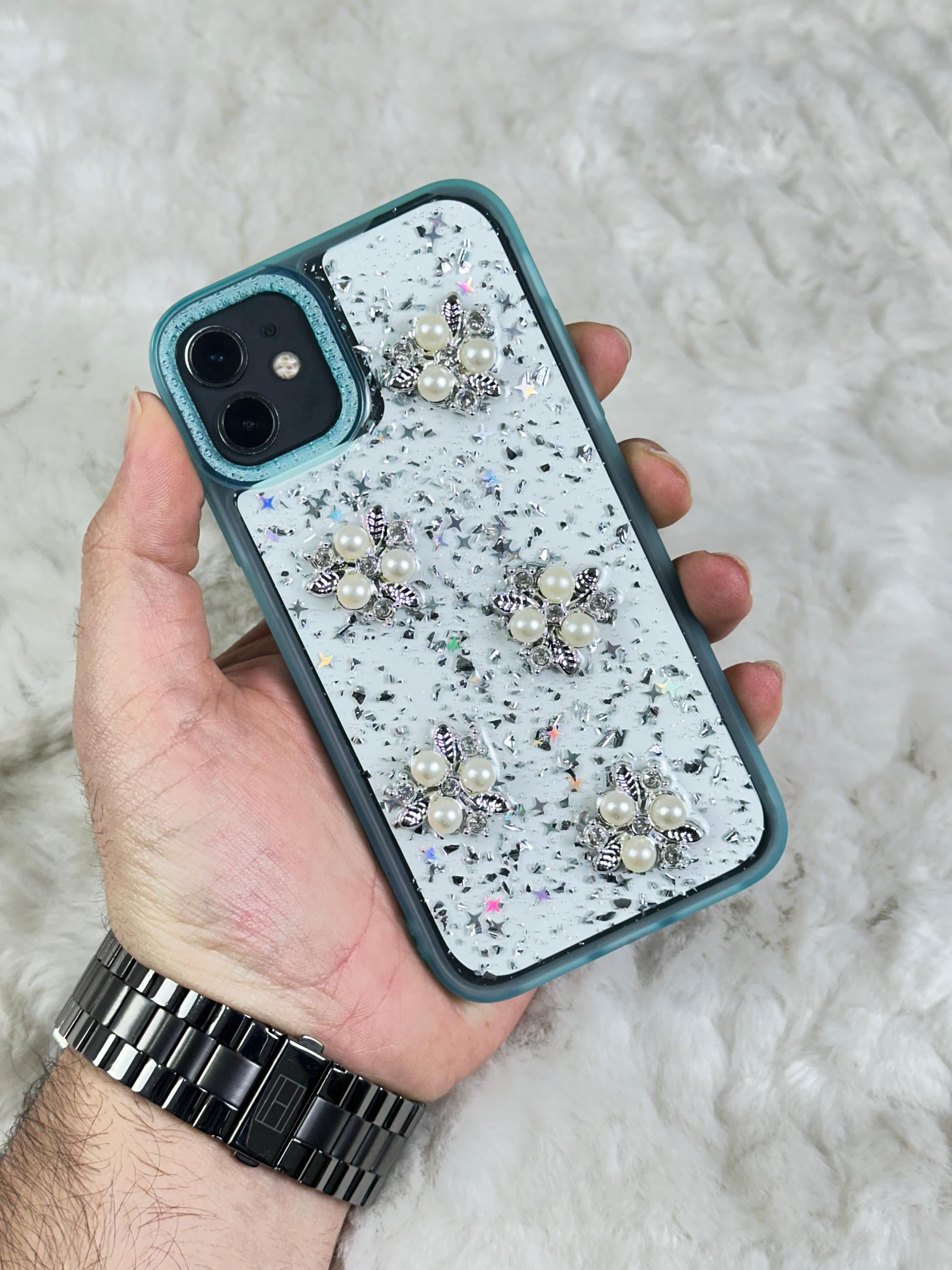 iPhone 11 Şeffaf Parlak Taşlı Glitter Kılıf