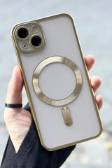 iPhone 15 Kamera Korumalı Sararmaz Silikon Parlak Magsafe Destekli Modern Cetro Kılıf