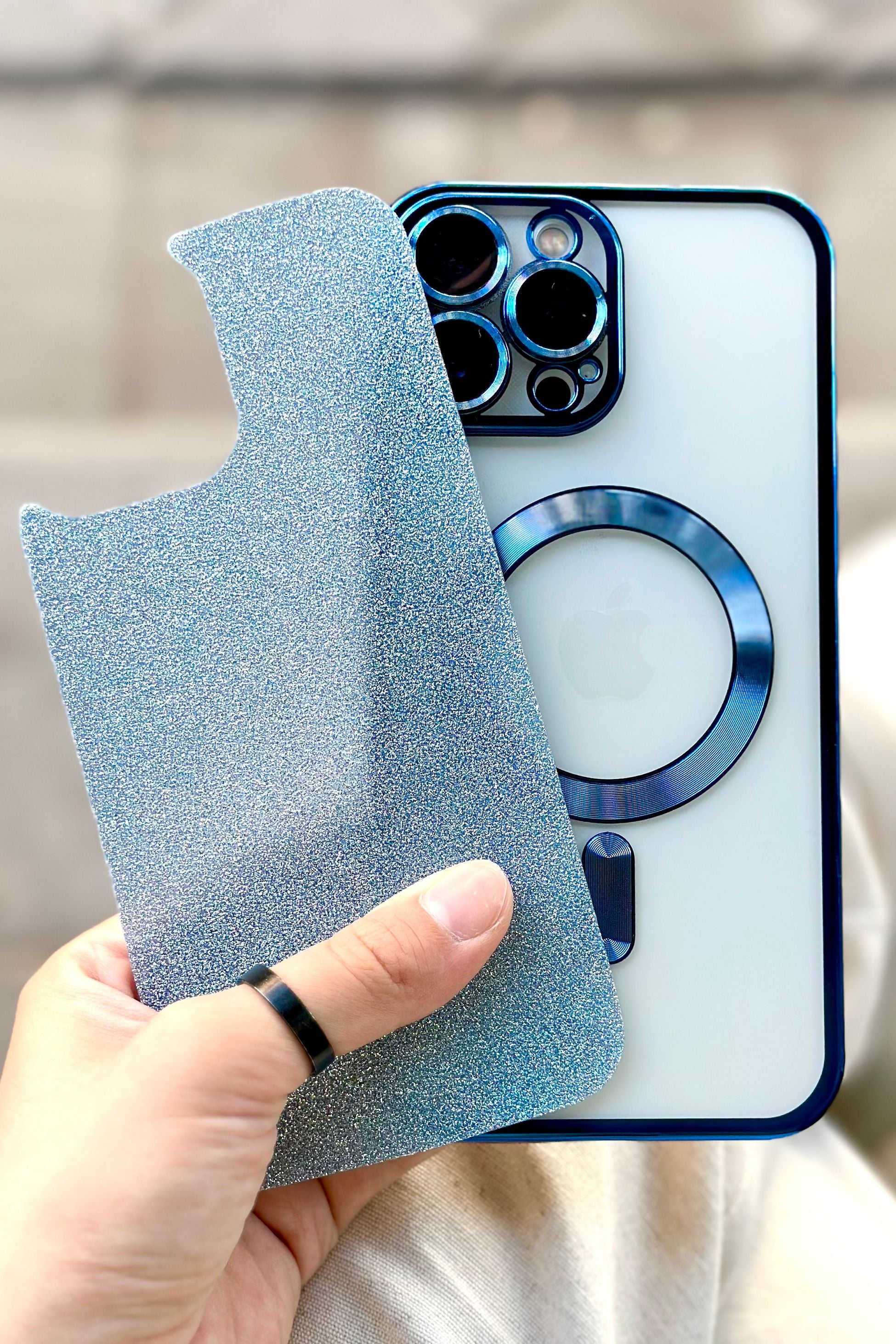 iPhone 15 Pro Max Magsafe Özellikli Simli Kamera Korumalı Shimmer Kılıfı
