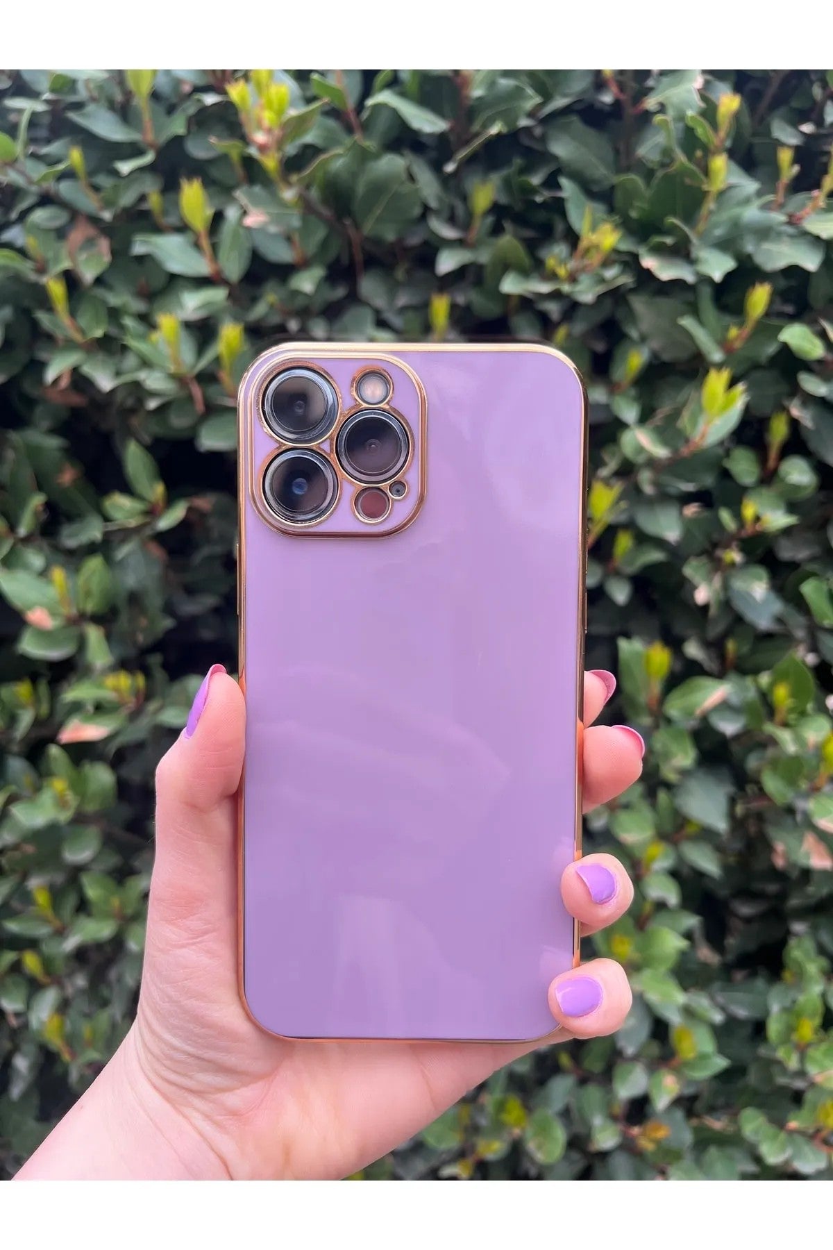 iPhone 14 Pro Max Gold Kenarlı Parlak Bark Kılıf