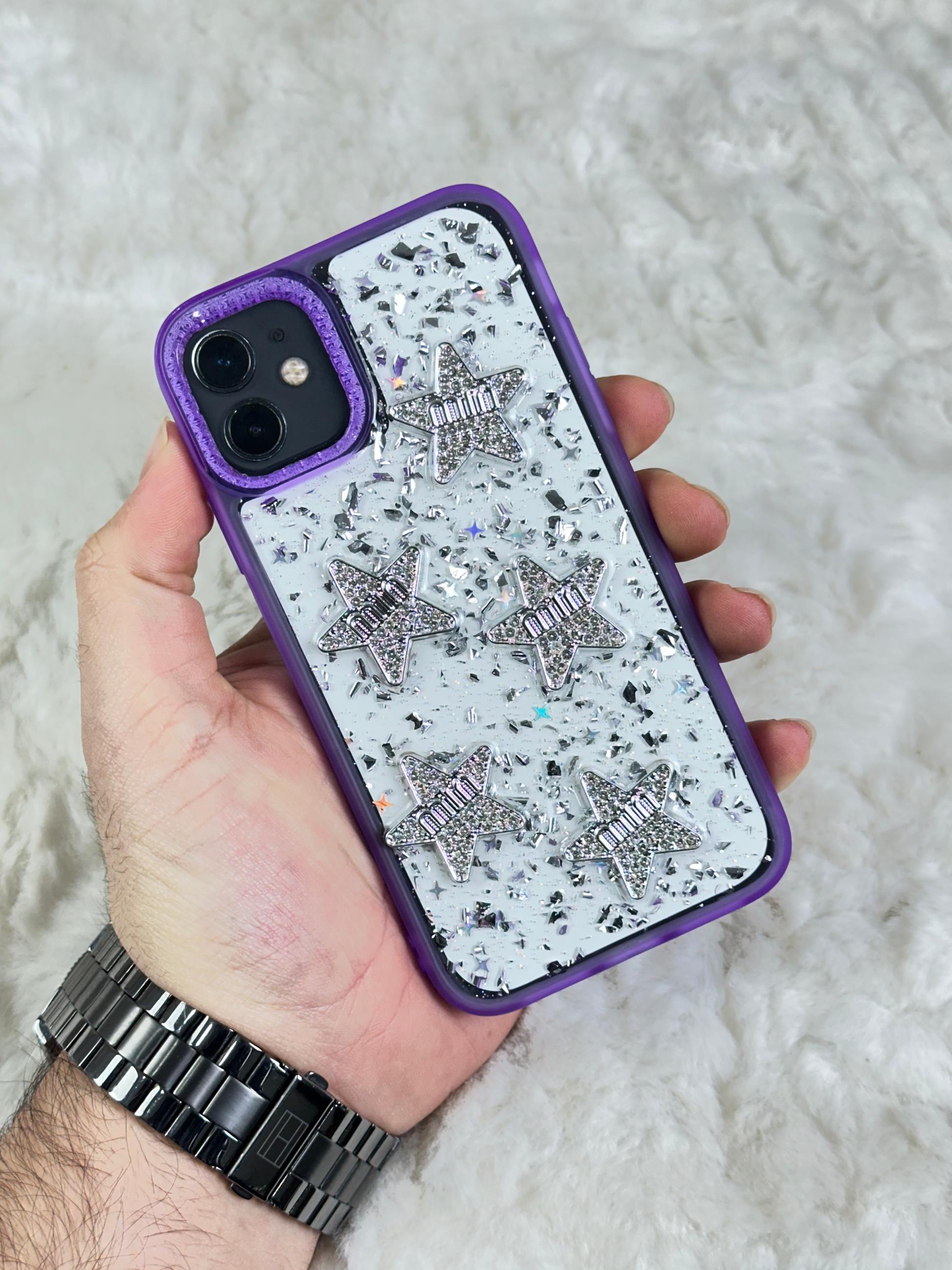 iPhone 11 Şeffaf Parlak Taşlı Glitter Kılıf