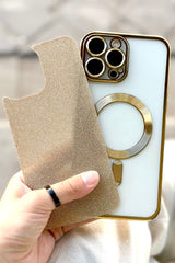 iPhone 15 Pro Max Magsafe Özellikli Simli Kamera Korumalı Shimmer Kılıfı