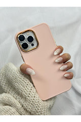iPhone 15 Pro Max Parlak Metal Detaylı Pastel Silikon Lansman RUBY Kılıf