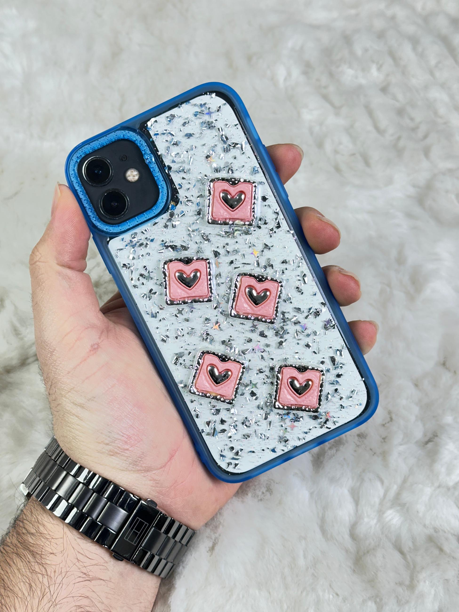 iPhone 11 Şeffaf Parlak Taşlı Glitter Kılıf