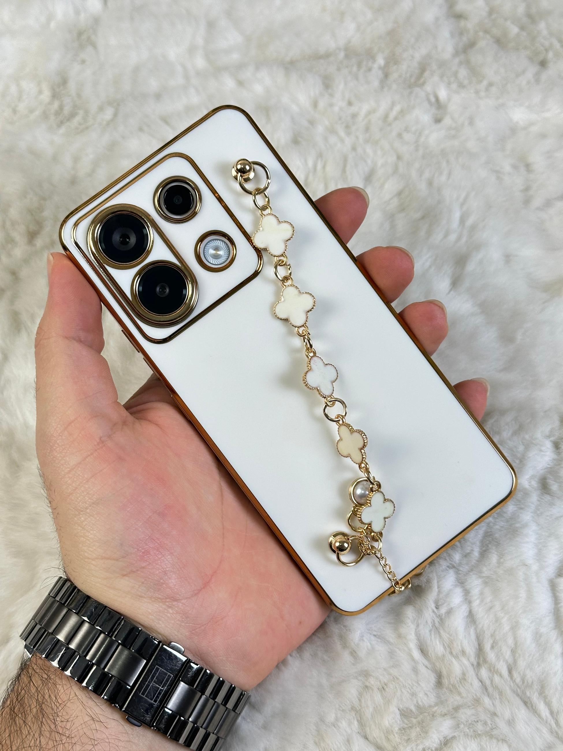 Xiaomi Redmi Note 13 Pro 4G Çerçeveleri Altın Kaplı El Tutamaçlı Elçek Kılıf