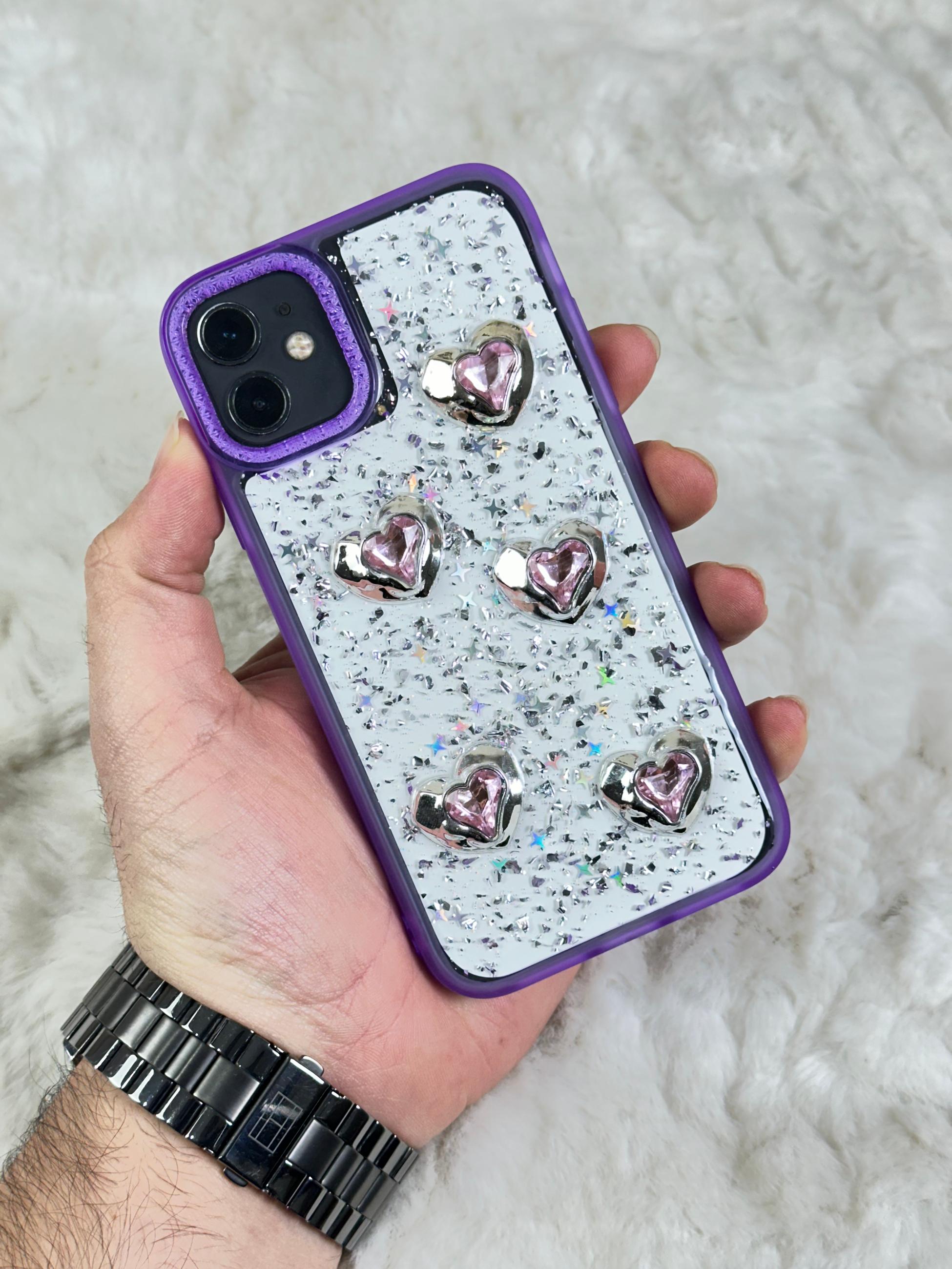 iPhone 11 Şeffaf Parlak Taşlı Glitter Kılıf