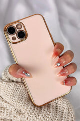 iPhone 14 Gold Kenarlı Parlak Bark Kılıf