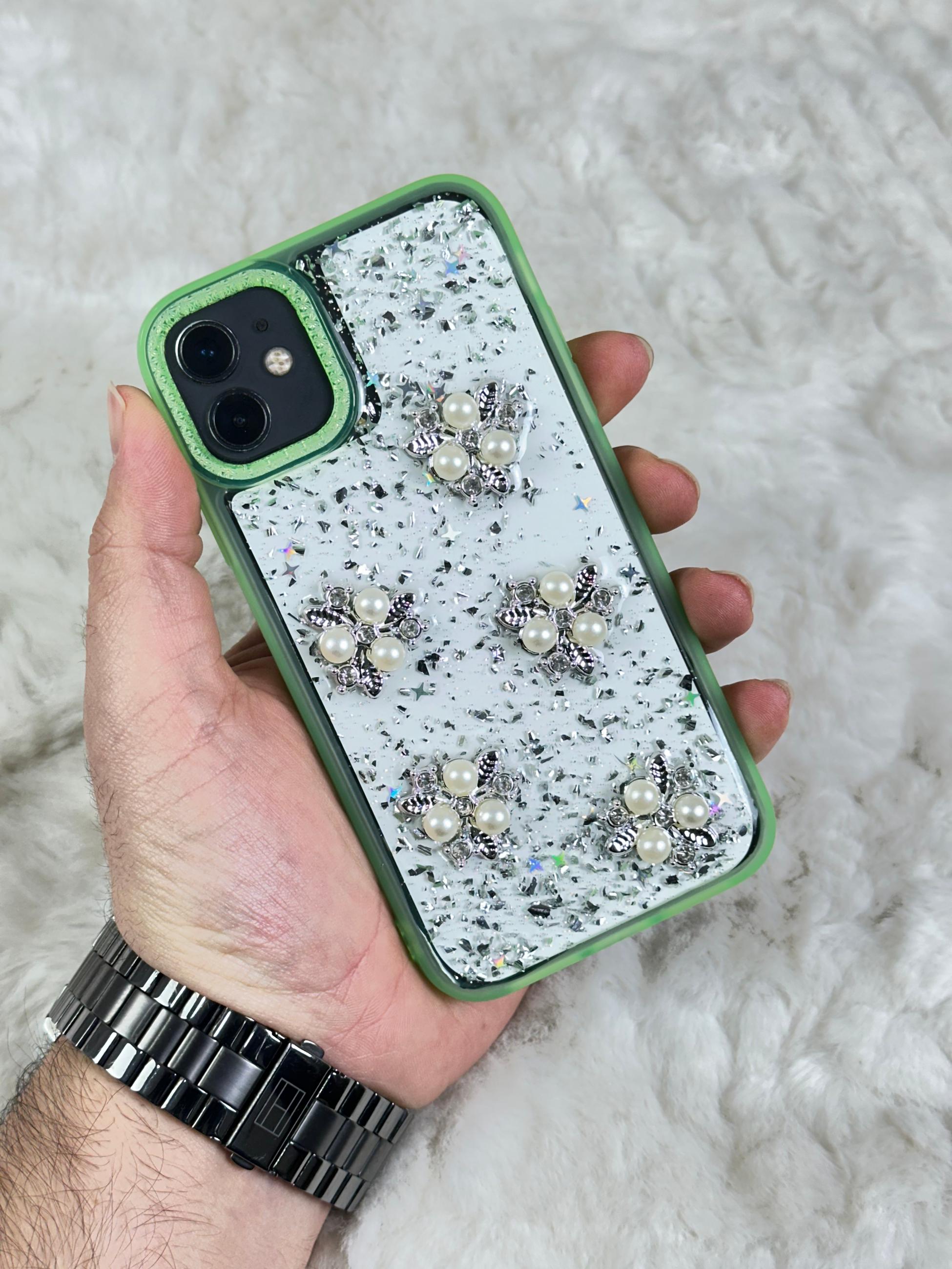 iPhone 11 Şeffaf Parlak Taşlı Glitter Kılıf