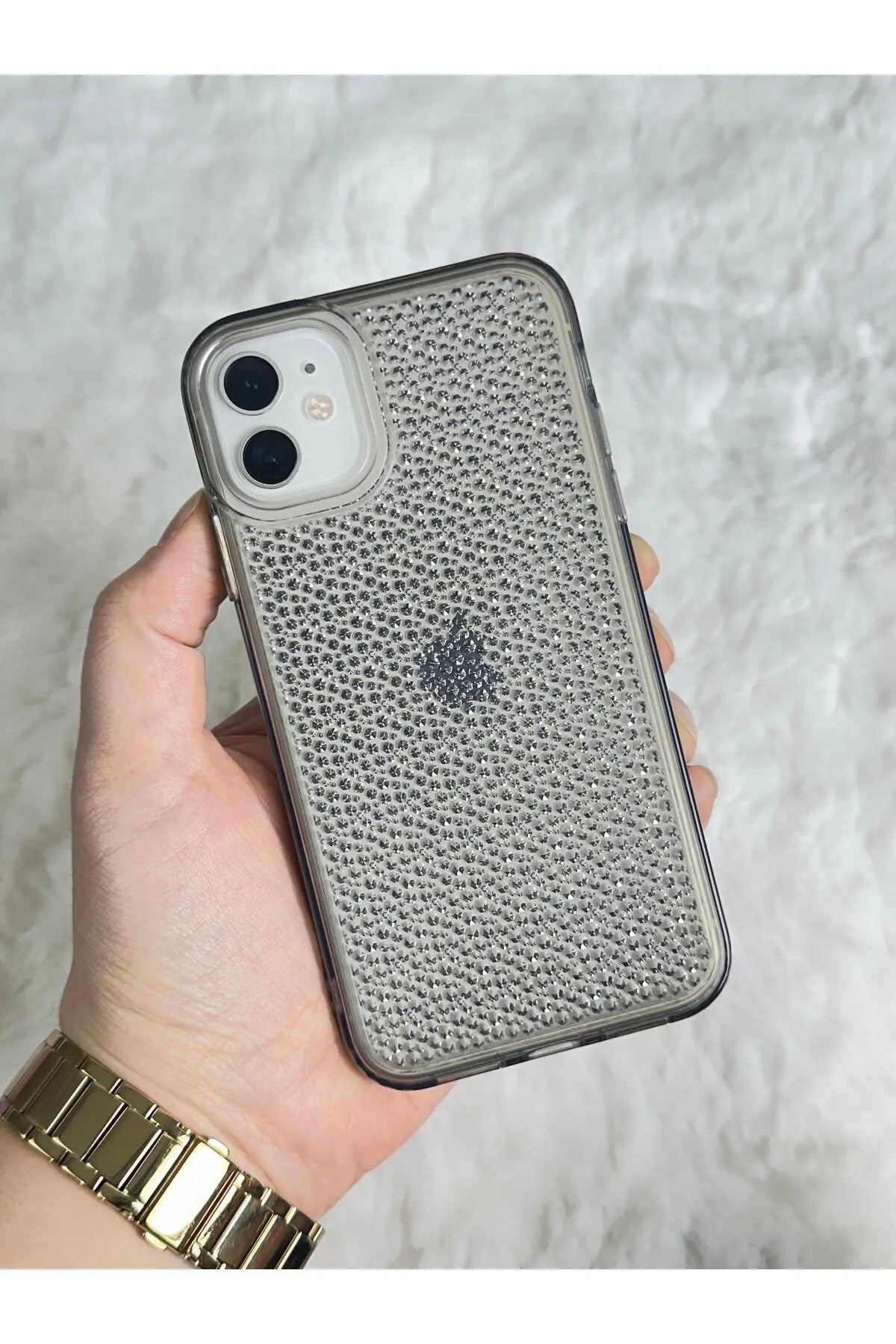 iPhone 11 Şeffaf Renkli Airbagli Parlak Taşlı Tasarımlı Snow Kılıf