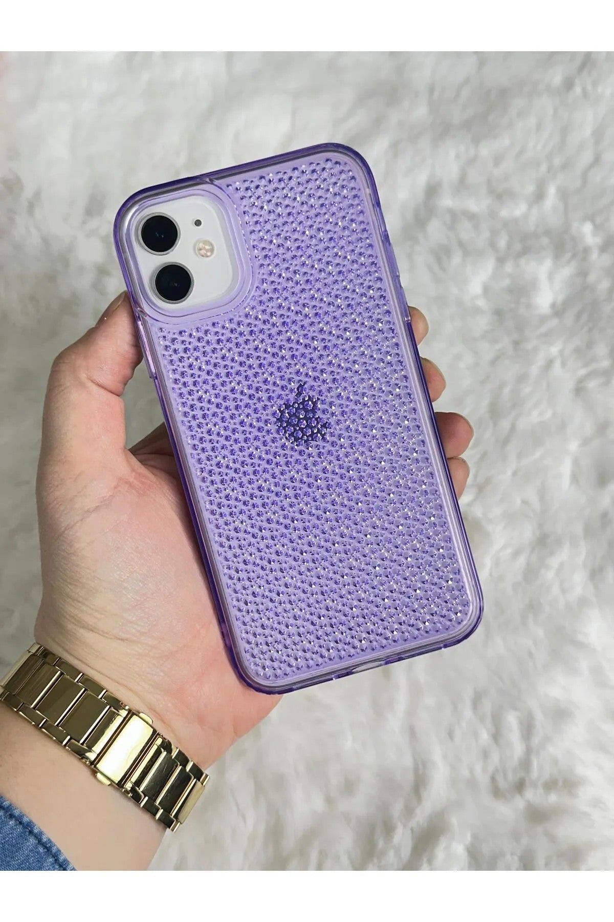 iPhone 11 Şeffaf Renkli Airbagli Parlak Taşlı Tasarımlı Snow Kılıf
