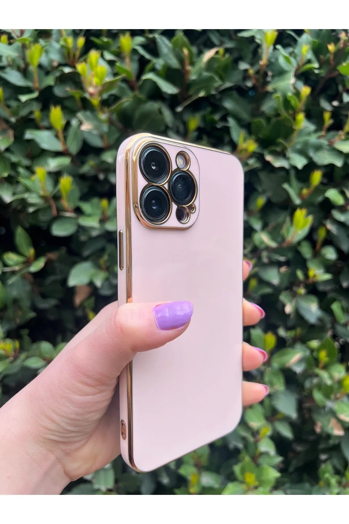 iPhone 14 Pro Max Gold Kenarlı Parlak Bark Kılıf