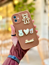 iPhone 12 Ayıcık Desenli Sevimli 3 Boyutlu Tatlı Şirin Kamera Korumalı Silikon Shape Kılıf