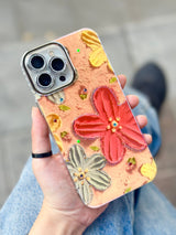 iPhone 13 Pro Max Çiçek Desenli Lens Koruyuculu Paint Kılıfı
