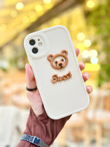 iPhone 12 Ayıcık Desenli Sevimli 3 Boyutlu Tatlı Şirin Kamera Korumalı Silikon Shape Kılıf