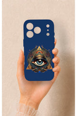 iPhone 17 Pro Uyumlu Pyramid Eye Desenli Silikon Kılıf