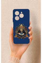 Tecno Spark 20 Pro Uyumlu Pyramid Eye Desenli Silikon Kılıf